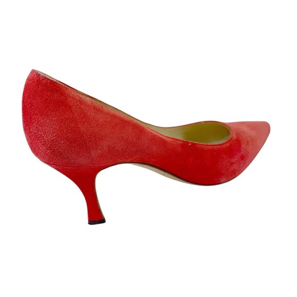 Manolo Blahnik Shoes Red Suede Leather Heels Pumps EU Size 36.5 or US 6 Italy - Picture 11 of 12